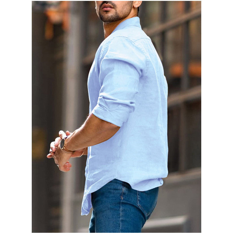 Men's Loose Popular Solid Color White Shirt