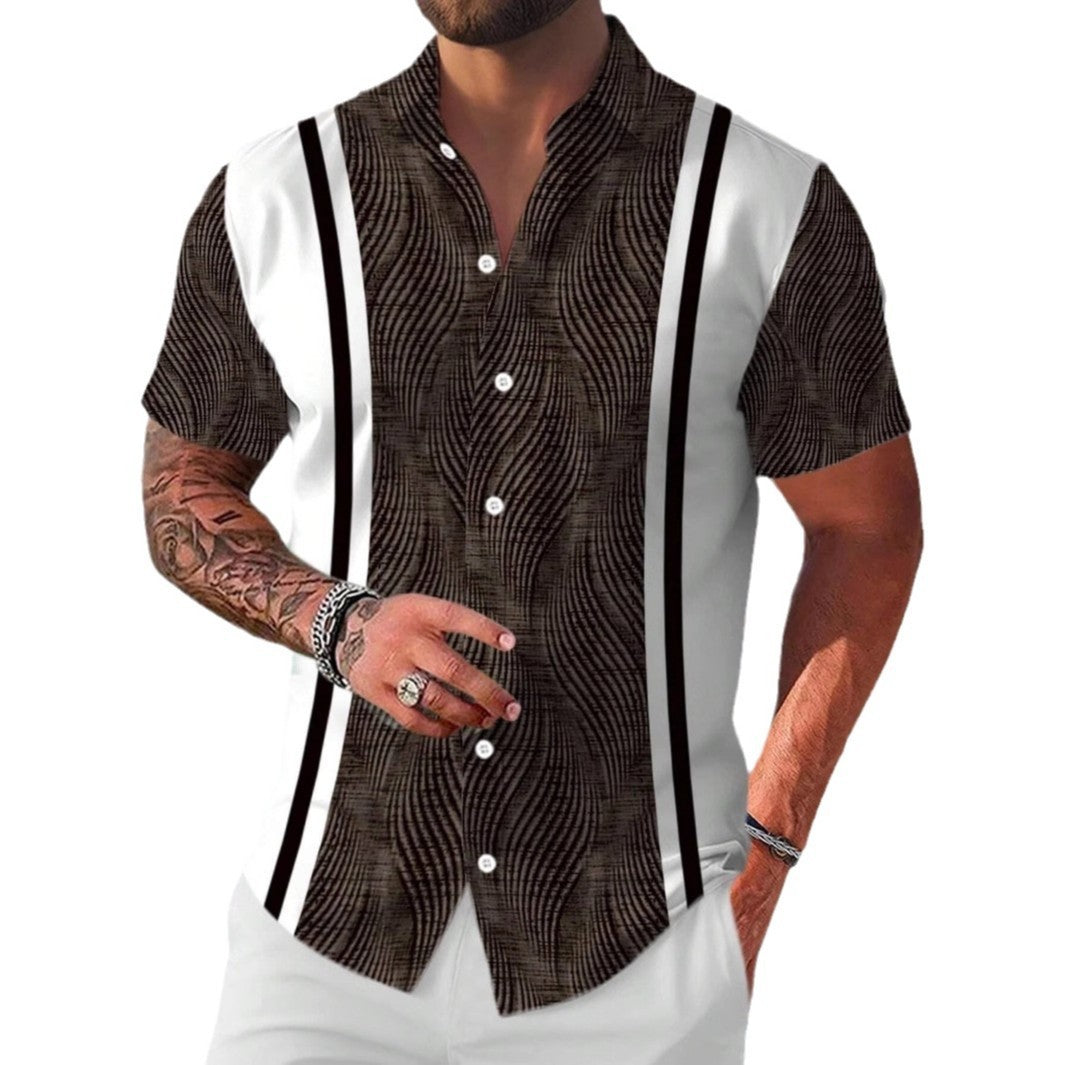 Casual All-matching Fashion Geometric Trend Short Sleeve Shirt